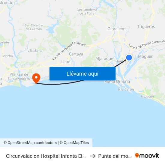 Circunvalacion Hospital Infanta Elena to Punta del moral map