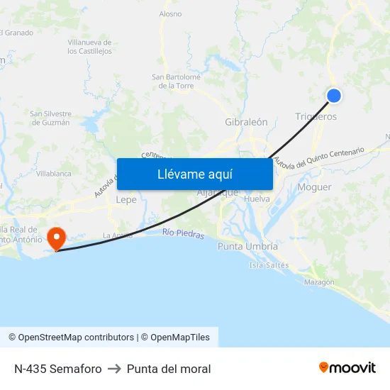 N-435 Semaforo to Punta del moral map