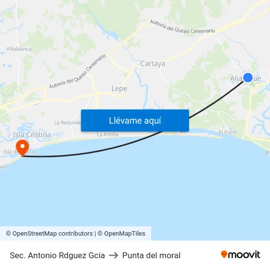 Sec. Antonio Rdguez Gcia to Punta del moral map