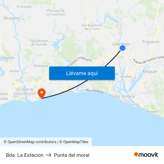 Bda. La Estacion to Punta del moral map