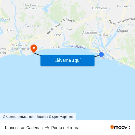 Kiosco Las Cadenas to Punta del moral map