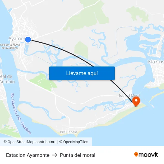 Estacion Ayamonte to Punta del moral map