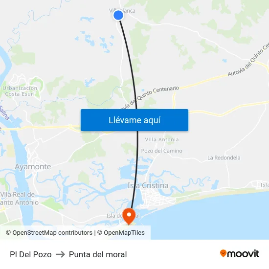 Pl Del Pozo to Punta del moral map