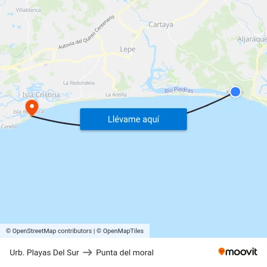 Urb. Playas Del Sur to Punta del moral map