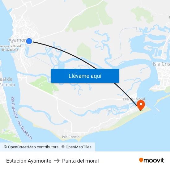 Estacion Ayamonte to Punta del moral map