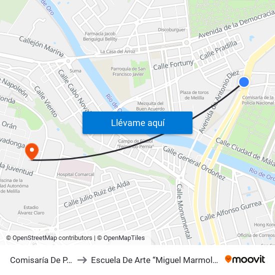 Comisaría De P.N. to Escuela De Arte “Miguel Marmolejo” map