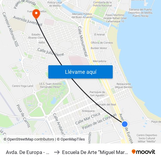 Avda. De Europa - Hípica to Escuela De Arte “Miguel Marmolejo” map