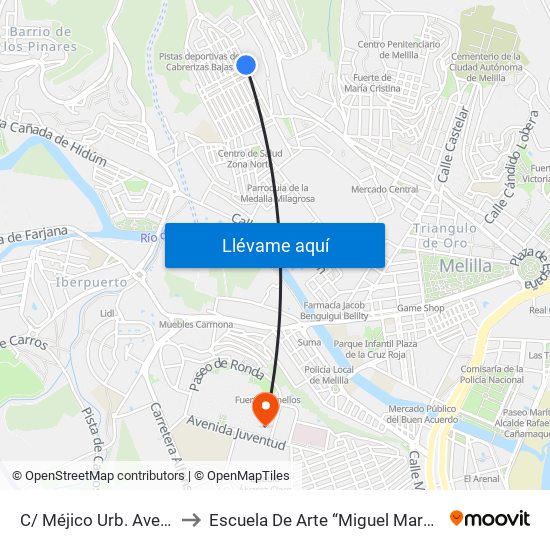 C/ Méjico Urb. Averroes to Escuela De Arte “Miguel Marmolejo” map