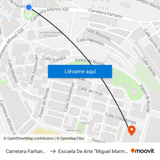 Carretera Farhana, 10 to Escuela De Arte “Miguel Marmolejo” map