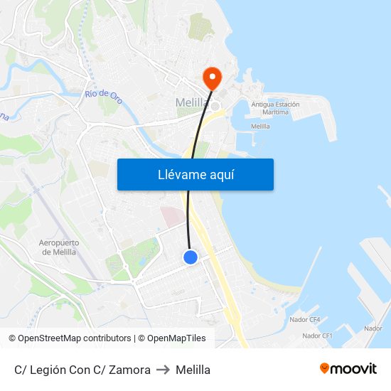 C/ Legión Con C/ Zamora to Melilla map