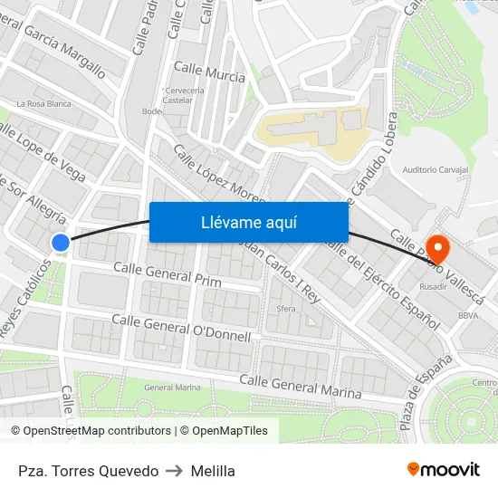 Pza. Torres Quevedo to Melilla map