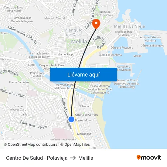 Centro De Salud - Polavieja to Melilla map