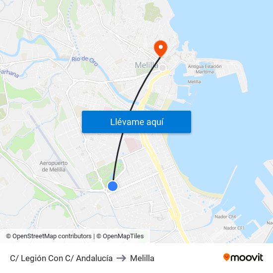C/ Legión Con C/ Andalucía to Melilla map