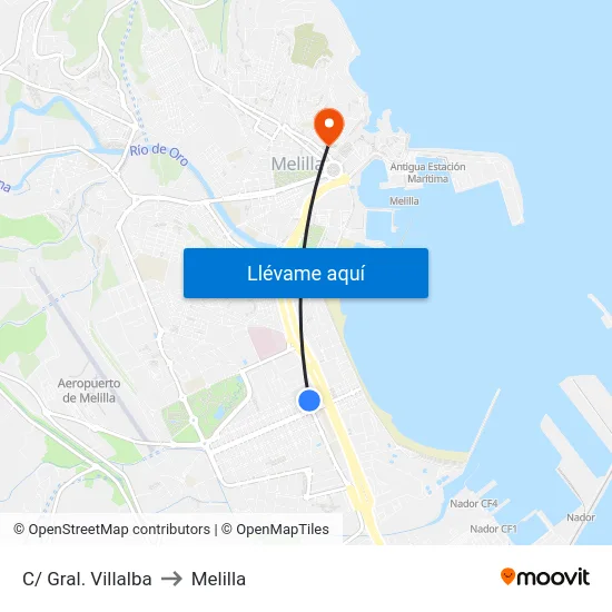 C/ Gral. Villalba to Melilla map