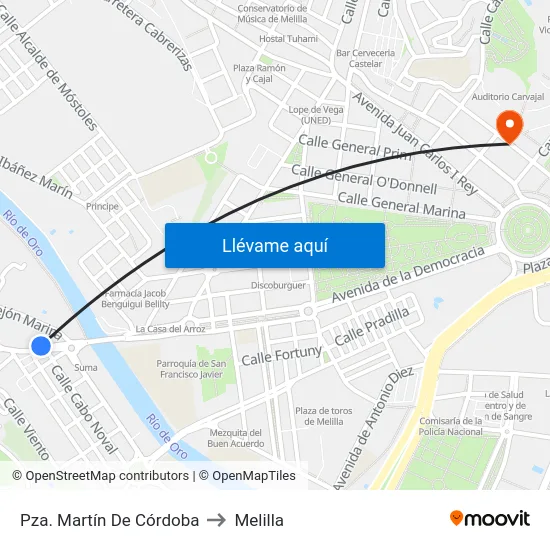 Pza. Martín De Córdoba to Melilla map