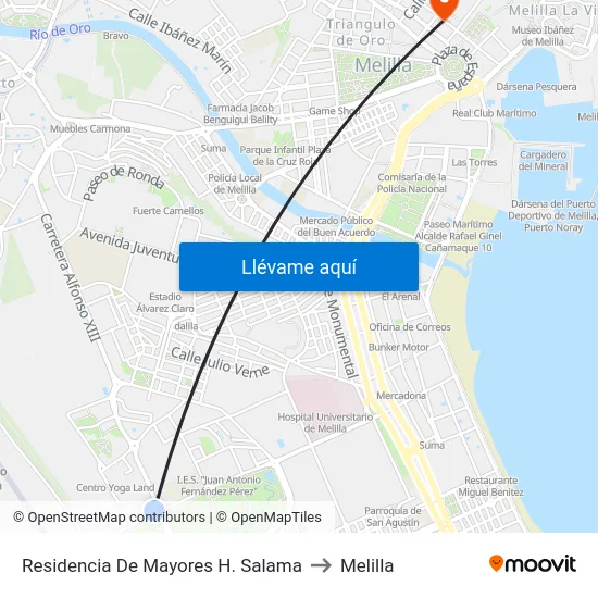 Residencia De Mayores H. Salama to Melilla map