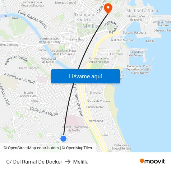 C/ Del Ramal De Docker to Melilla map