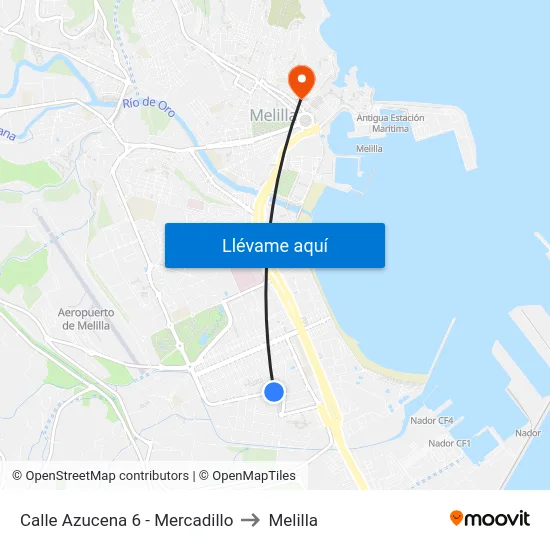 Calle Azucena 6 - Mercadillo to Melilla map