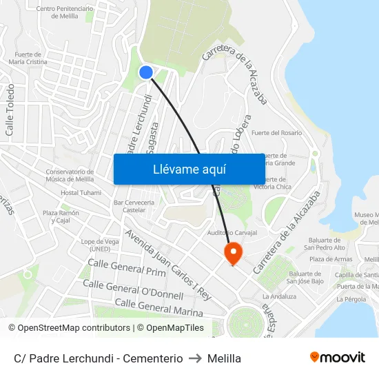 C/ Padre Lerchundi - Cementerio to Melilla map