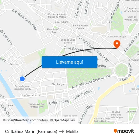 C/ Ibáñez Marín (Farmacia) to Melilla map