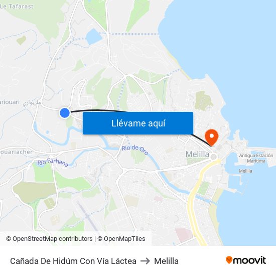 Cañada De Hidúm Con Vía Láctea to Melilla map