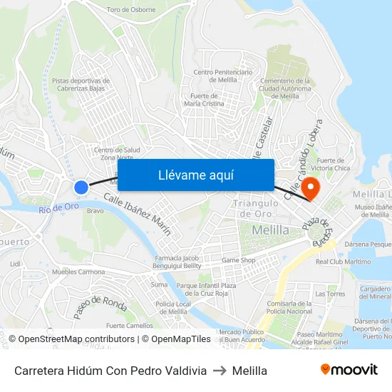 Carretera Hidúm Con Pedro Valdivia to Melilla map