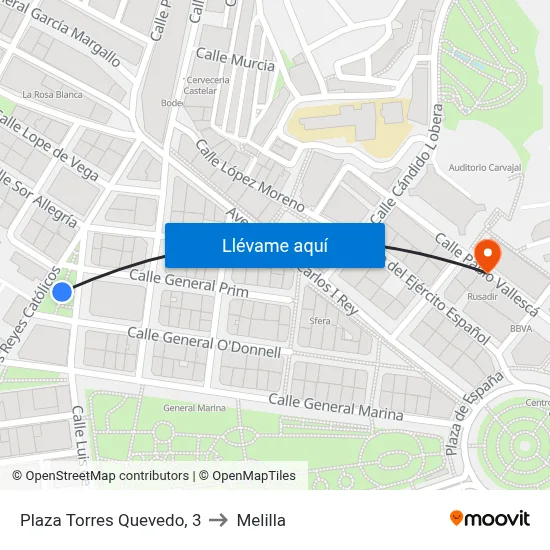 Plaza Torres Quevedo, 3 to Melilla map
