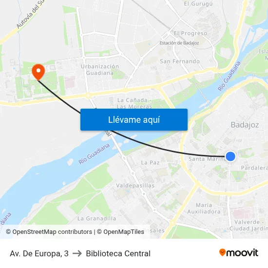 Av. De Europa, 3 to Biblioteca Central map