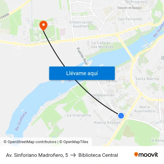 Av. Sinforiano Madroñero, 5 to Biblioteca Central map