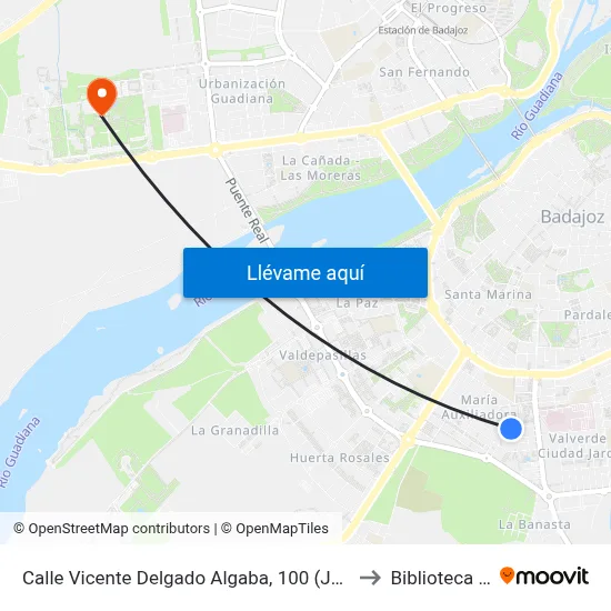 Calle Vicente Delgado Algaba, 100 (Junto Est. Autobuses) to Biblioteca Central map
