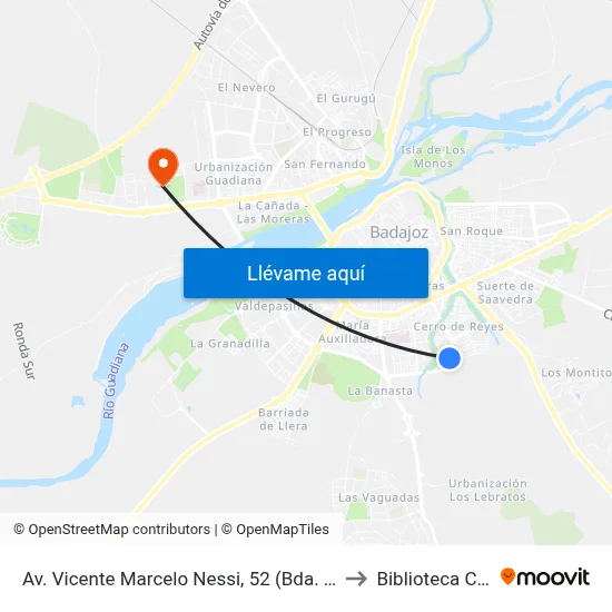 Av. Vicente Marcelo Nessi, 52 (Bda. Santa Clara) to Biblioteca Central map