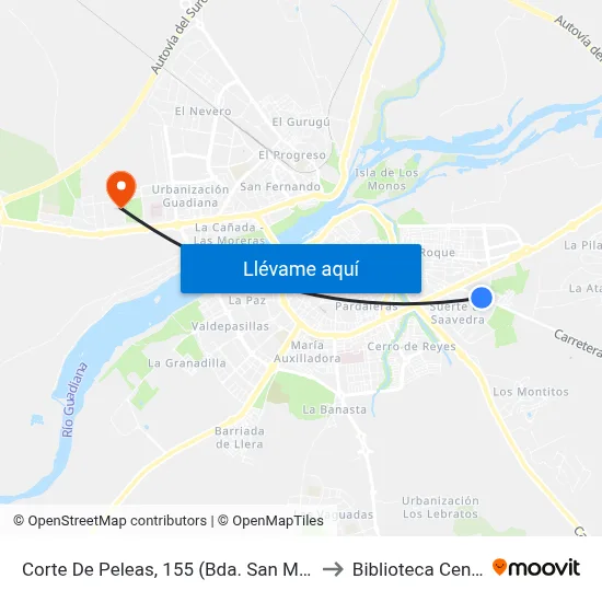 Corte De Peleas, 155 (Bda. San Miguel) to Biblioteca Central map