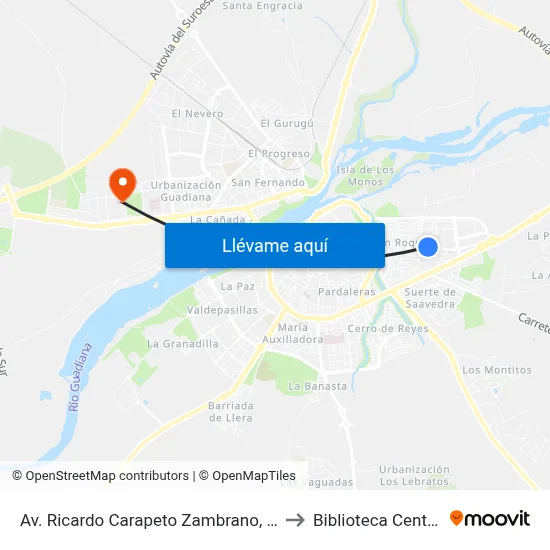 Av. Ricardo Carapeto Zambrano, 87 to Biblioteca Central map