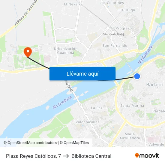 Plaza Reyes Católicos, 7 to Biblioteca Central map