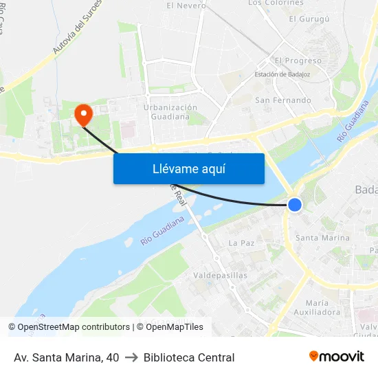 Av. Santa Marina, 40 to Biblioteca Central map