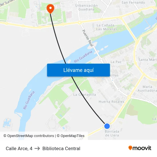 Calle Arce, 4 to Biblioteca Central map