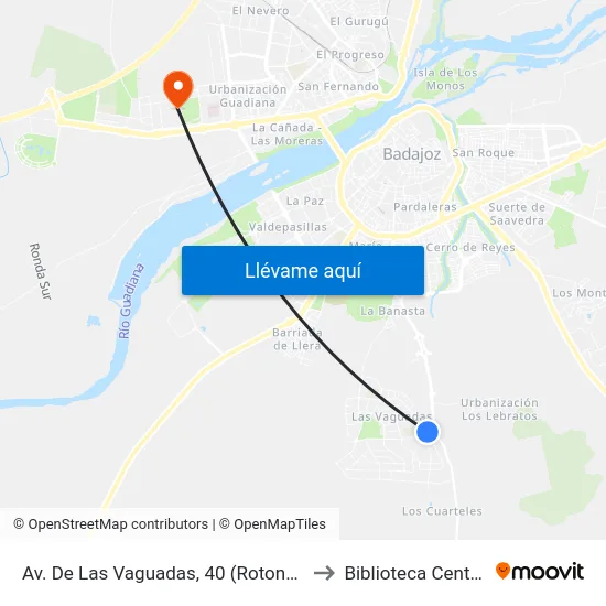 Av. De Las Vaguadas, 40 (Rotonda) to Biblioteca Central map