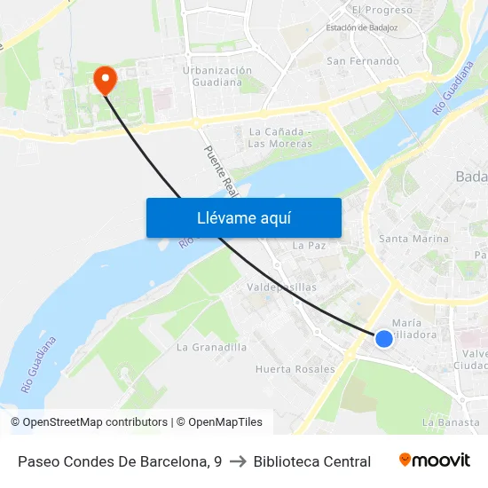 Paseo Condes De Barcelona, 9 to Biblioteca Central map