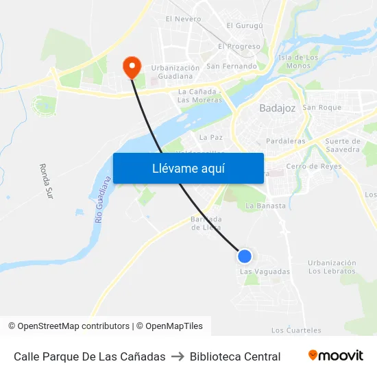 Calle Parque De Las Cañadas to Biblioteca Central map