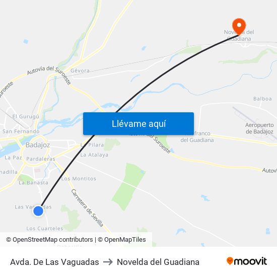 Avda. De Las Vaguadas to Novelda del Guadiana map