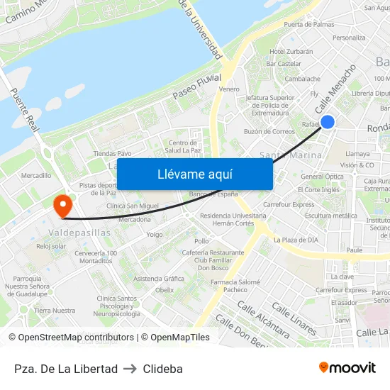 Plaza De La Libertad (Tubasa) to Clideba map