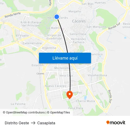 Distrito Oeste to Casaplata map