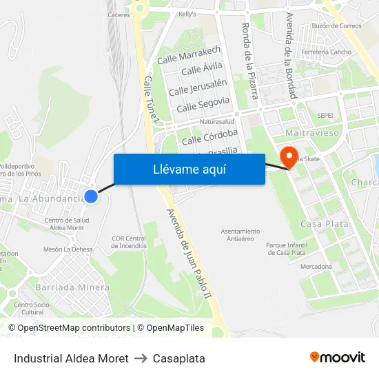 Industrial Aldea Moret to Casaplata map