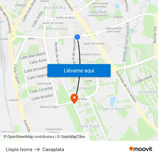 Llopis Ivorra to Casaplata map