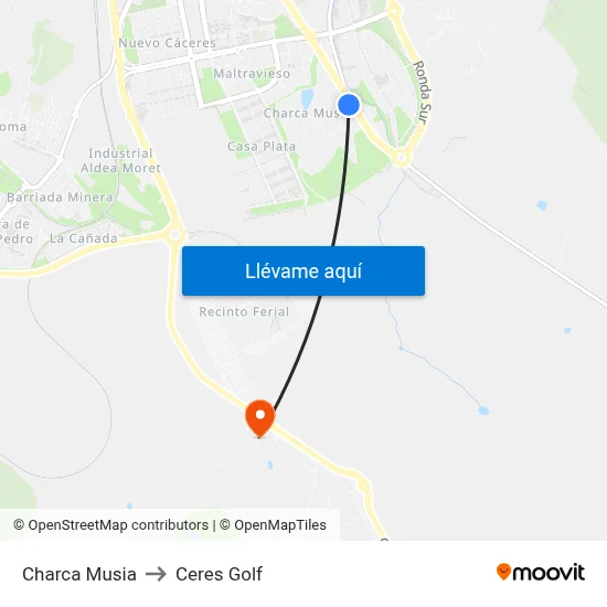 Charca Musia to Ceres Golf map
