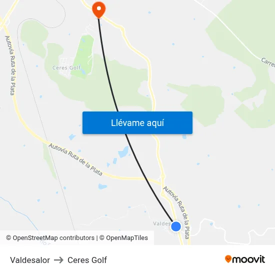 Valdesalor to Ceres Golf map