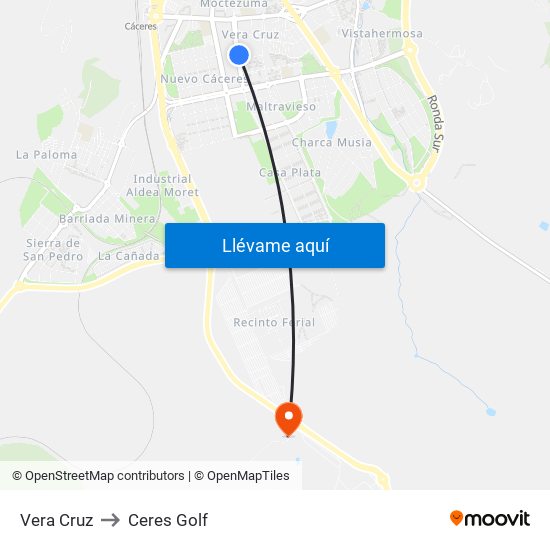 Vera Cruz to Ceres Golf map