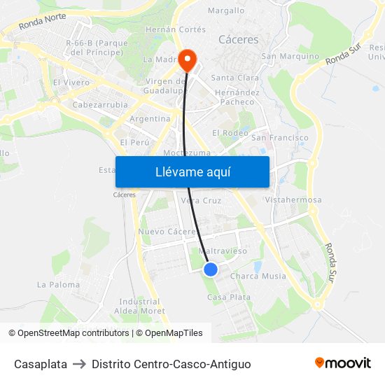 Casaplata to Distrito Centro-Casco-Antiguo map