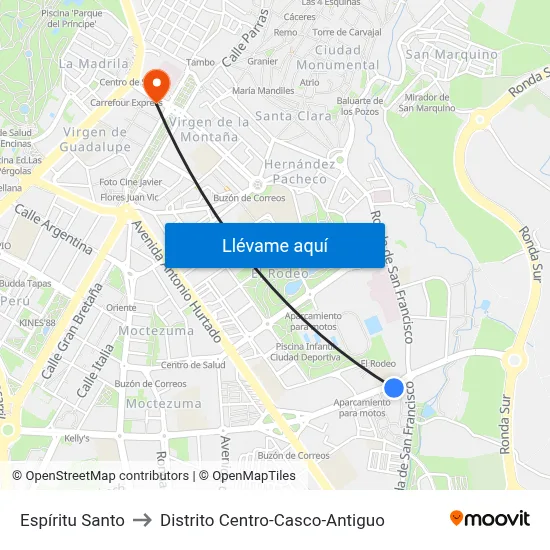 Espíritu Santo to Distrito Centro-Casco-Antiguo map