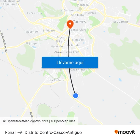 Ferial to Distrito Centro-Casco-Antiguo map